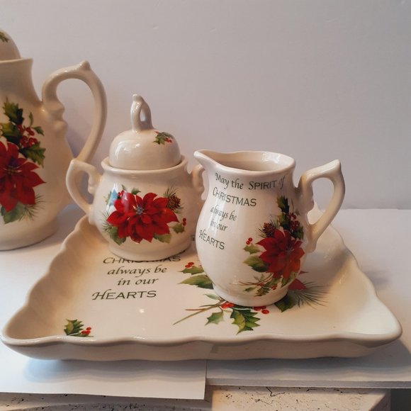 Cracker Barrel Christmas Season Of Peace Tea Set And Serving Platter - Picture 3 of 11